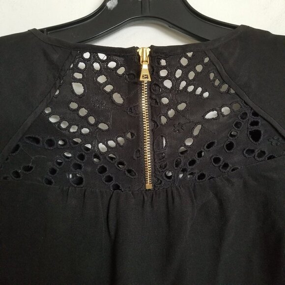 Rebecca Taylor Eyelet Zipper Back Short Sleeve Top - Picture 4 of 12